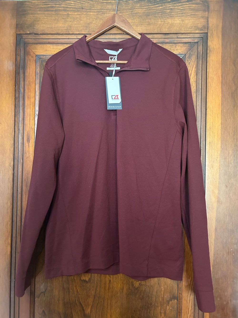 Cutter & Buck 1/4 Zip CB DryTec Cotton Pullover Burgundy NWT Medium